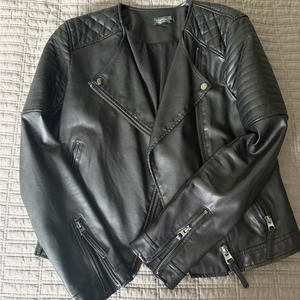 Black moto leather jacket